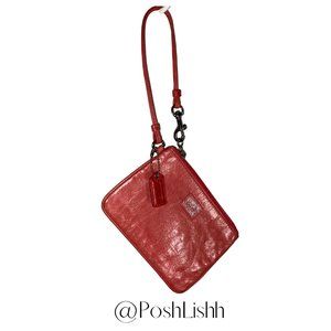 Coach Poppy Red Patent Leather Small Wristlet